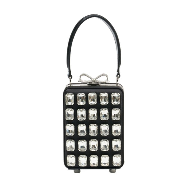Self-Portrait Silk clutch in black