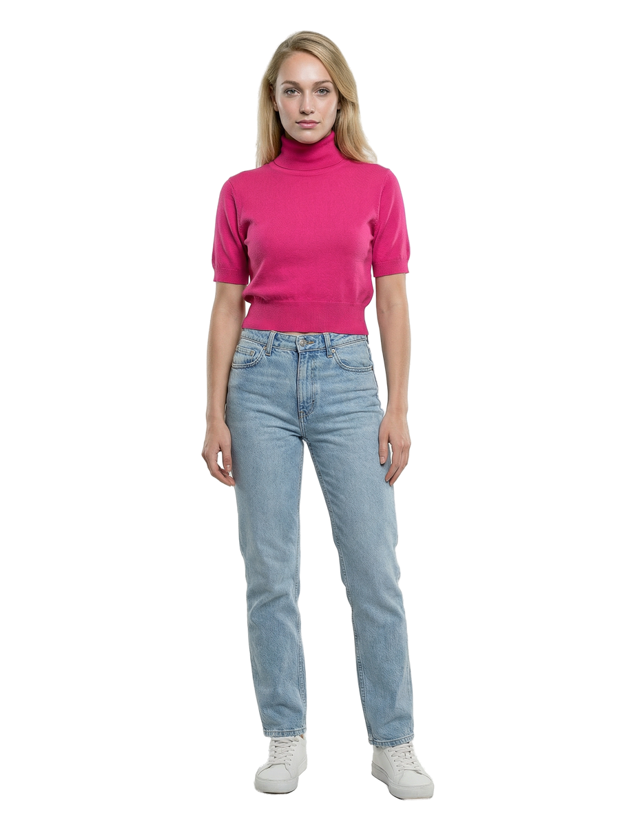Pink Silk Turtleneck Clothing