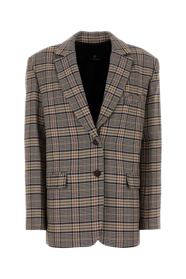 Embroidered Jacquard Quinn Blazer Beigeandnavychecks Giacche E Gilet