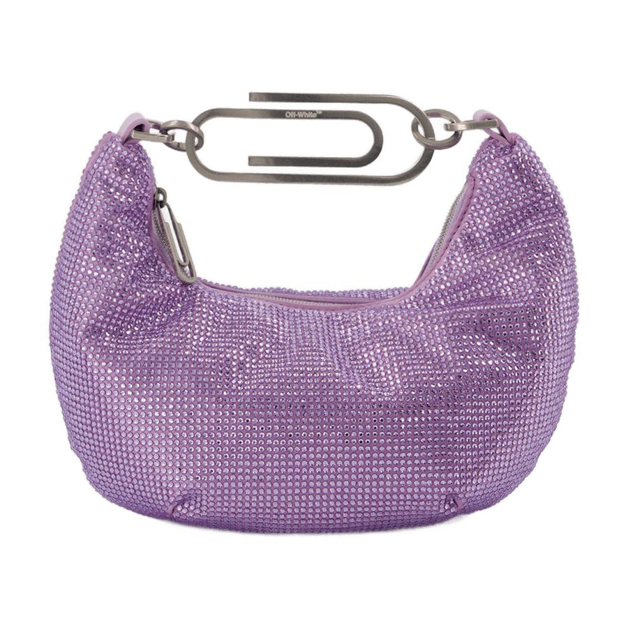 Off-White Rhinestone mesh top handle bag in purple