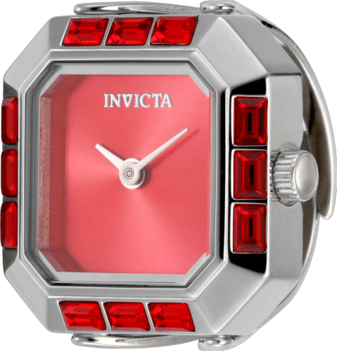 Invicta Stainless steel case and bracelet; red crystal accents watch in red