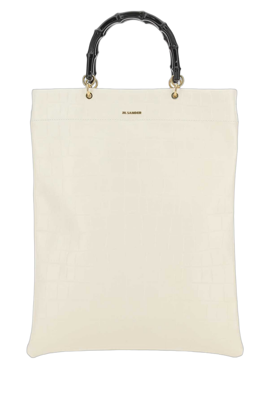 Jil Sander Exterior: 100% Leather; Finishing: Golden metal top handle bag in beige