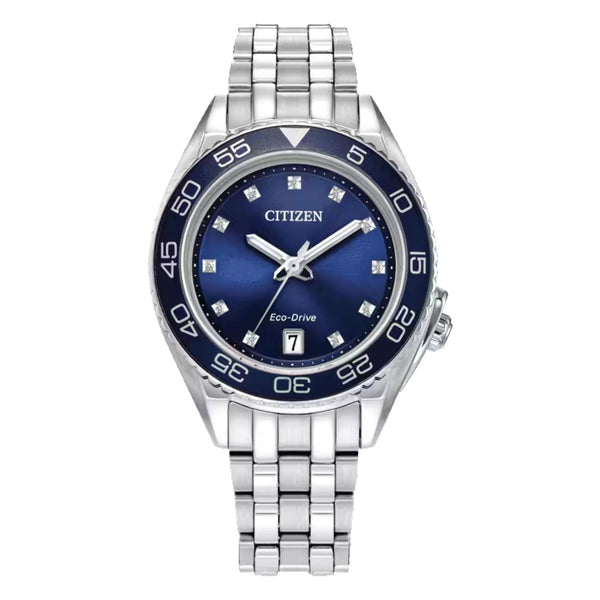 Citizen Stainless steel case and bracelet watch in blue