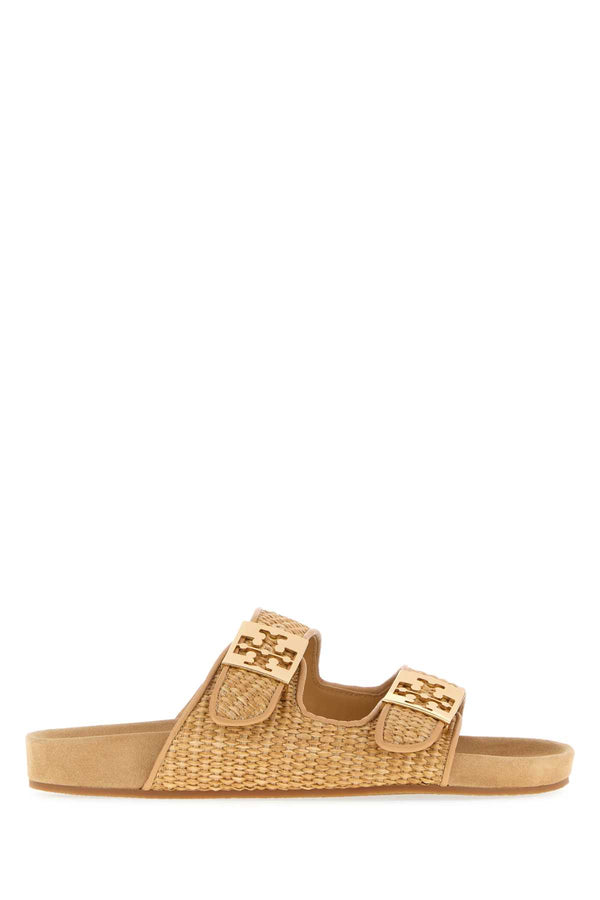 Tory Burch Raffia Exterior: 100% Raffia; Interior: 100% Leather slider in beige