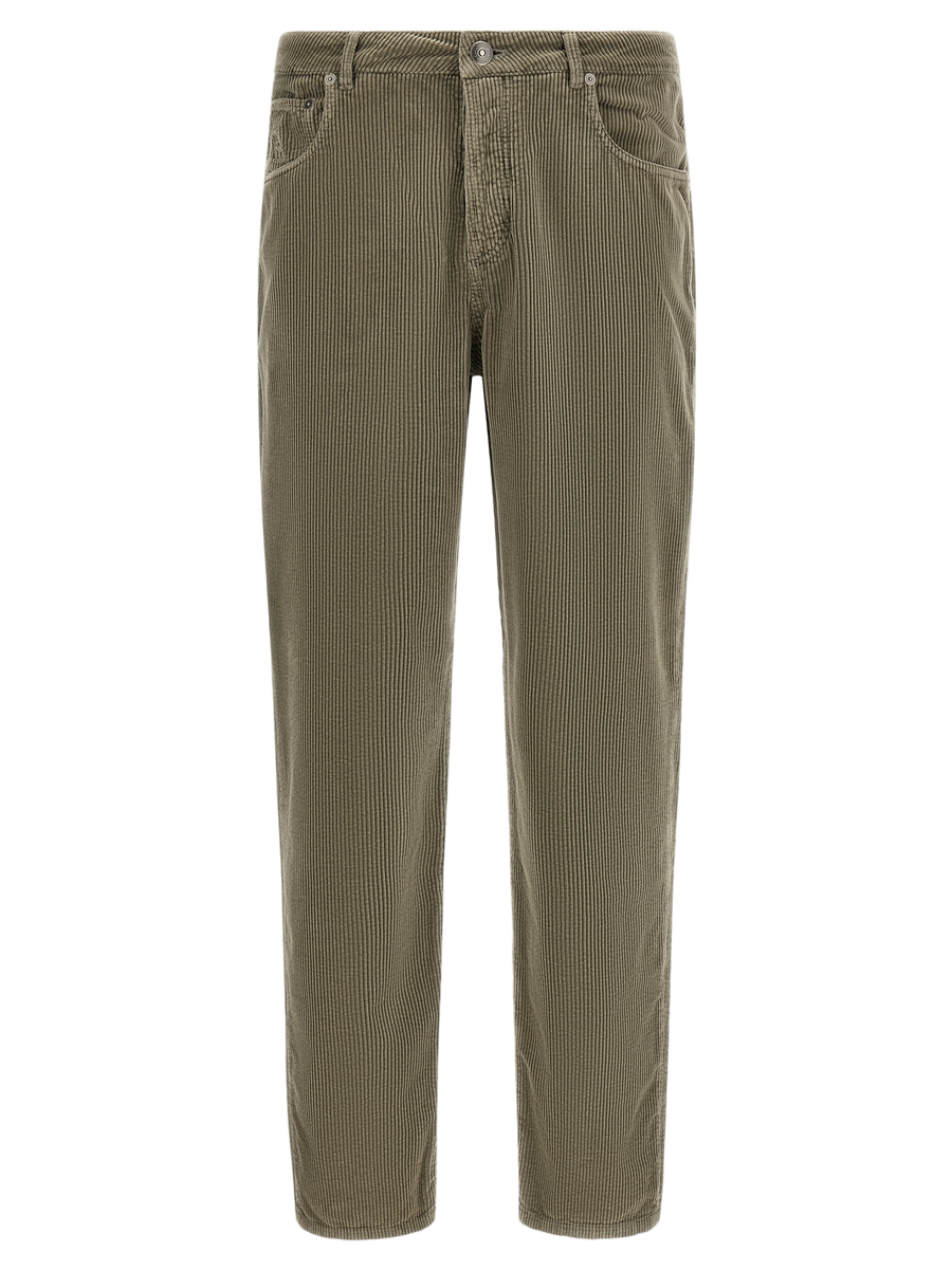 Brunello Cucinelli Pure cotton corduroy trousers in green