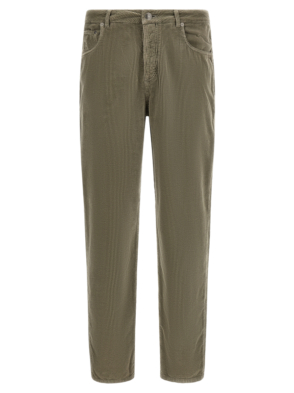 Brunello Cucinelli Pure cotton corduroy trousers in green