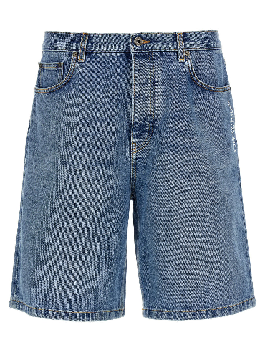Off-White 100% cotton bermuda shorts in blue