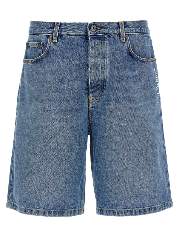 Off-White 100% cotton bermuda shorts in blue