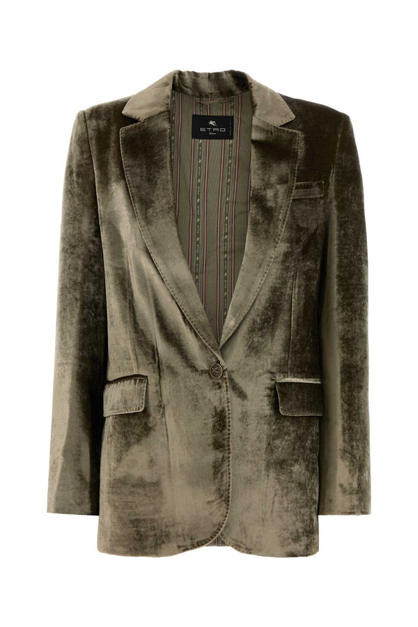 Sage Green Velvet Blazer N0634 Giacche E Gilet