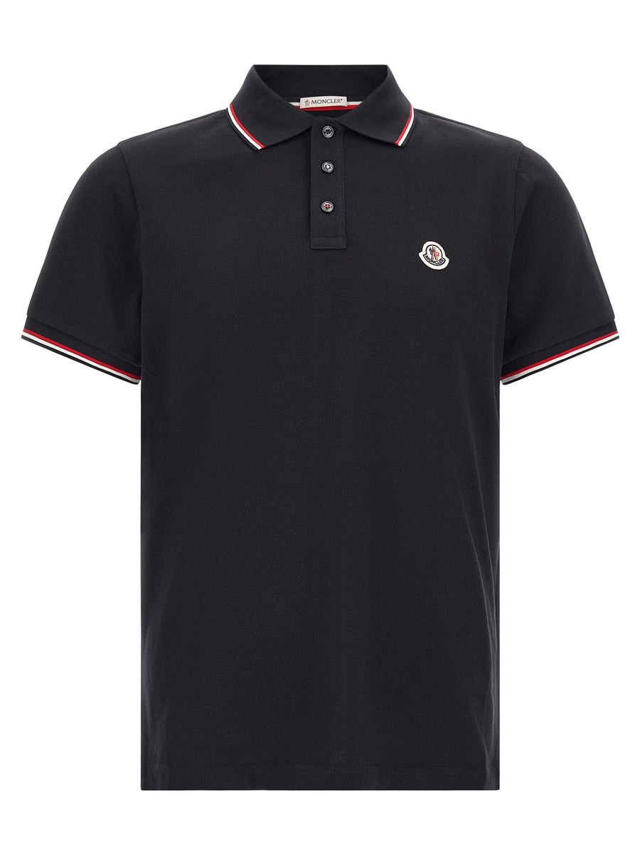 Moncler 100% cotton polo shirt in black
