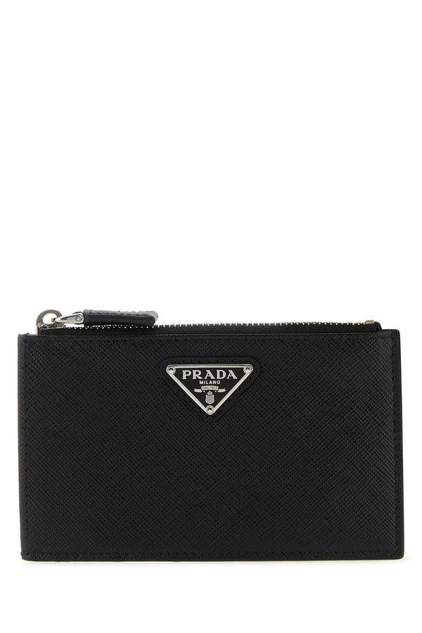 Black Leather Card Holder Nero Portafogli