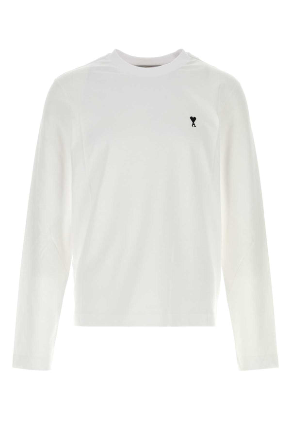 White Cotton T-Shirt Blanc/noir Exterior