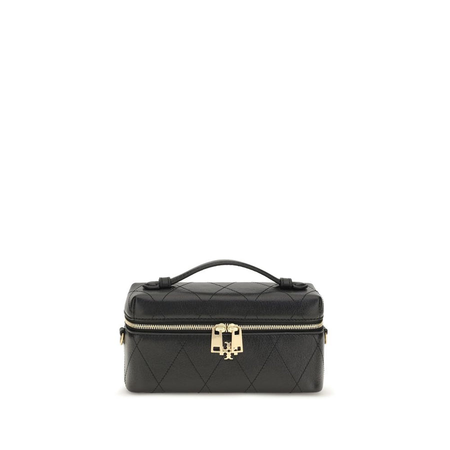 Tory Burch 100% Calf Leather Bos Taurus beauty case in black