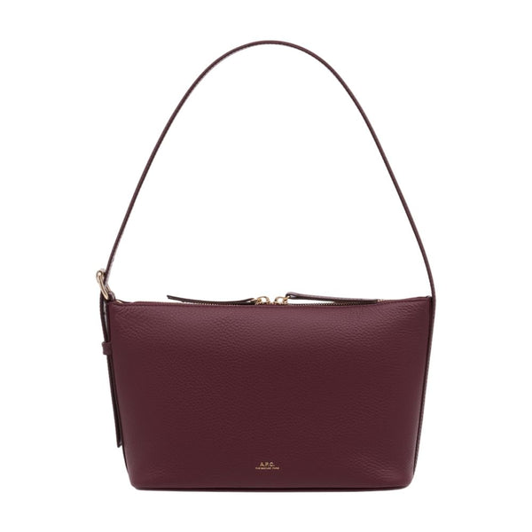 A.P.C. Calfskin shoulder bag in burgundy