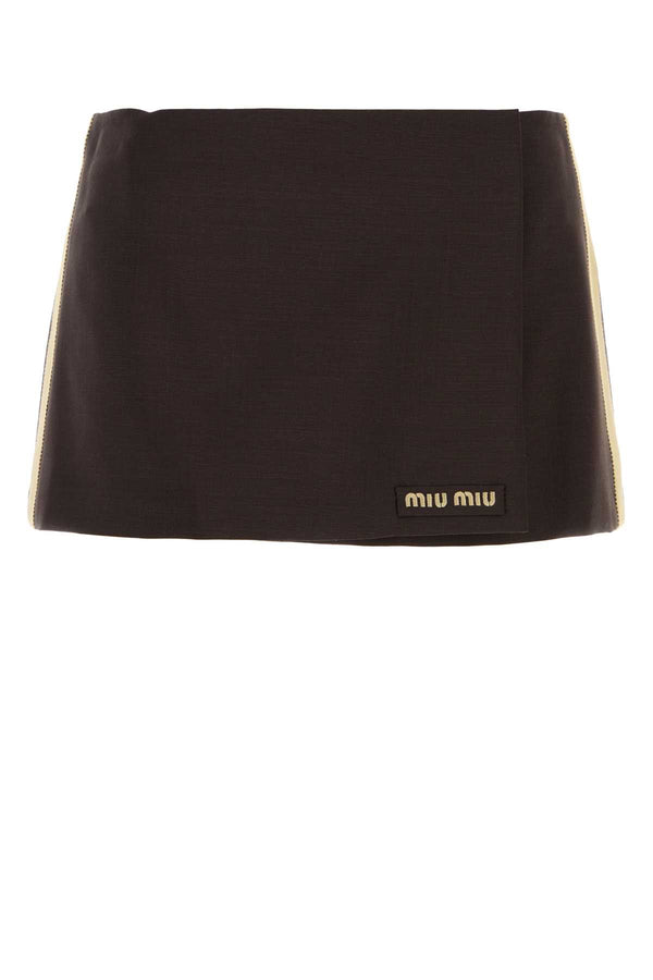 Miu Miu Exterior: 60% Mohair 40% Virgin wool; Lining: 100% Viscose skirt in brown