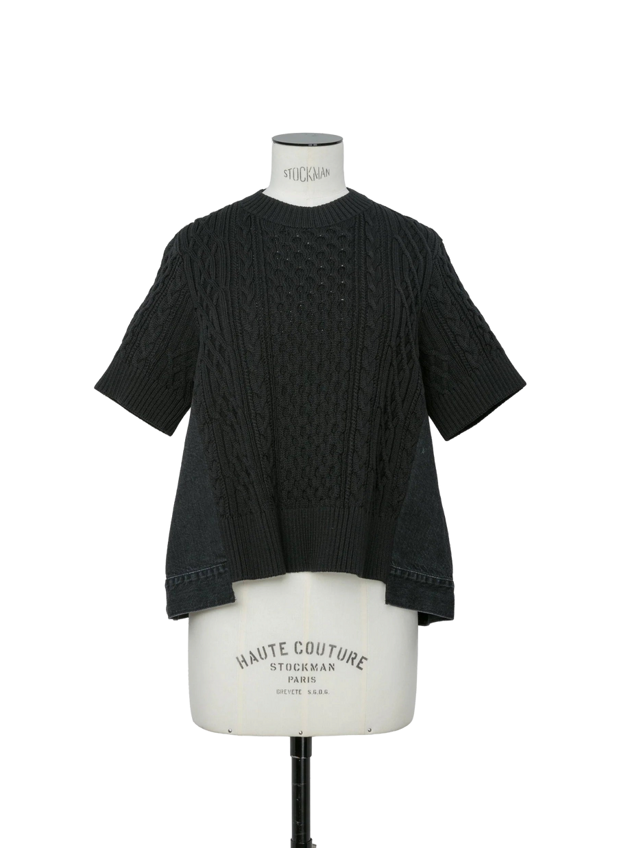 Sacai Cotton knit sweater in black