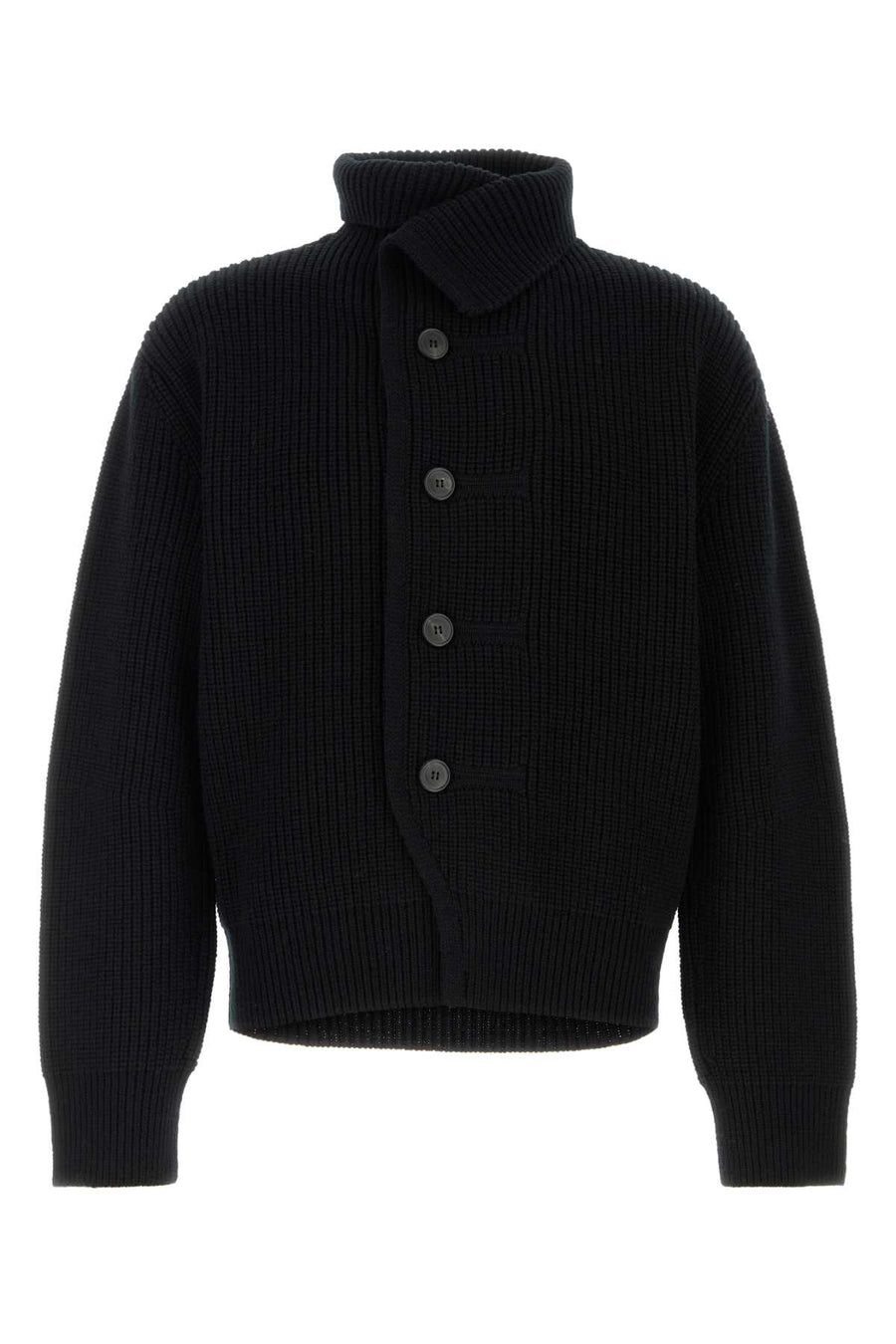 Black Wool Marino Cardigan Exterior: Maglie