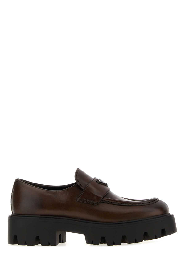 Dark Brown Leather Loafers Teak Mocassini