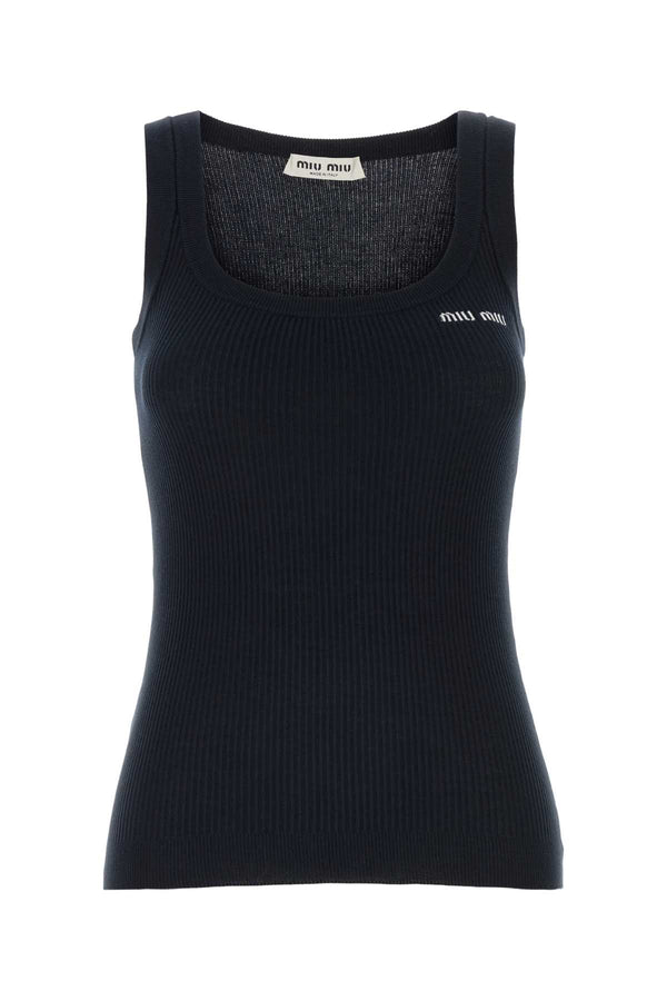 Miu Miu 100% Cotton tank top in navy