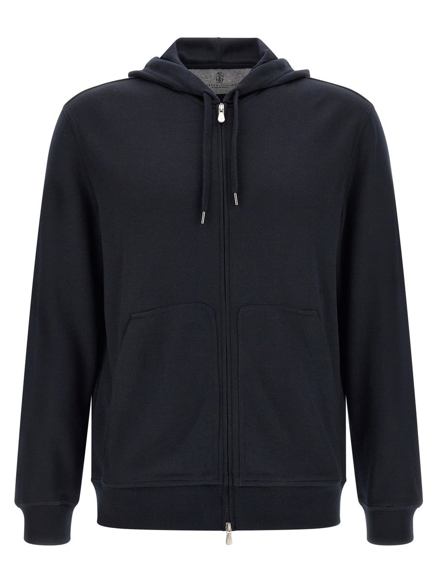 Brunello Cucinelli 67% Cashmere hoodie in navy