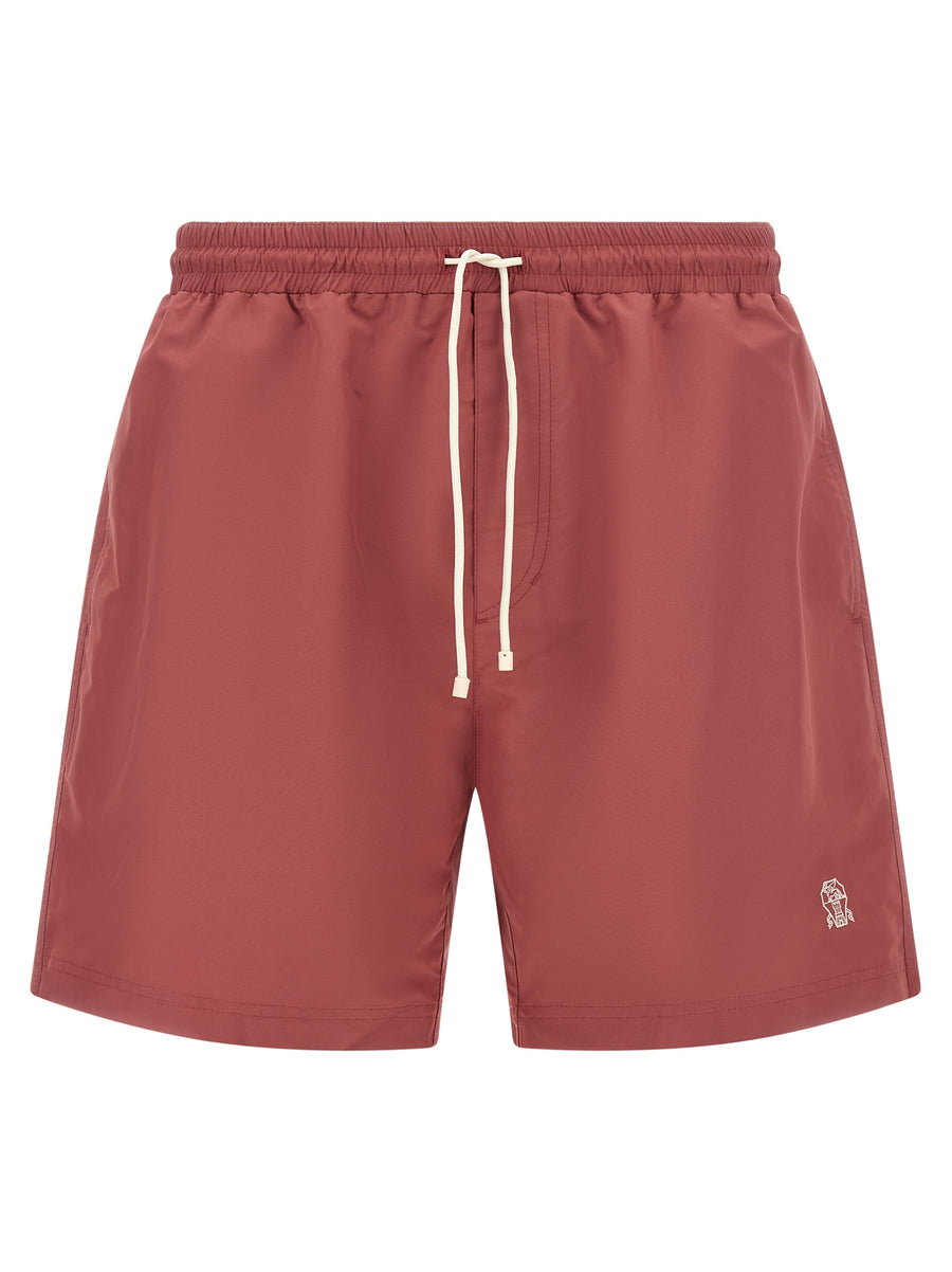 Brunello Cucinelli 100% polyester swim shorts in red