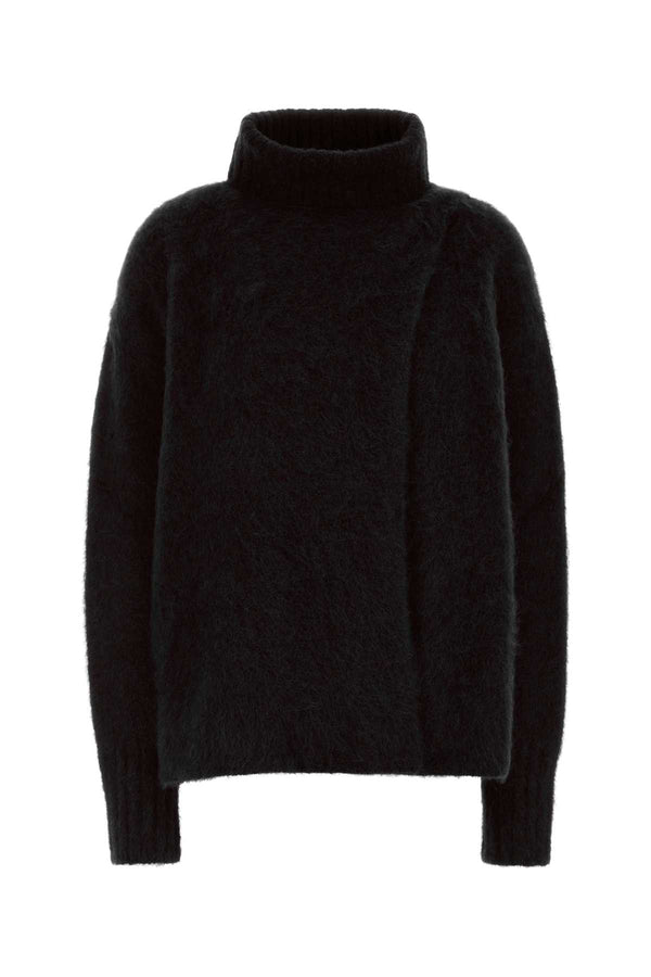 Black Stretch Alpaca Blend Sweater Maglie