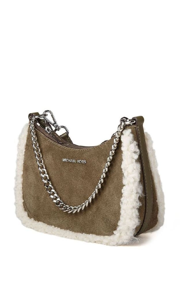 Michael Kors 100% Suede with shearling trim crossbody bag in olive