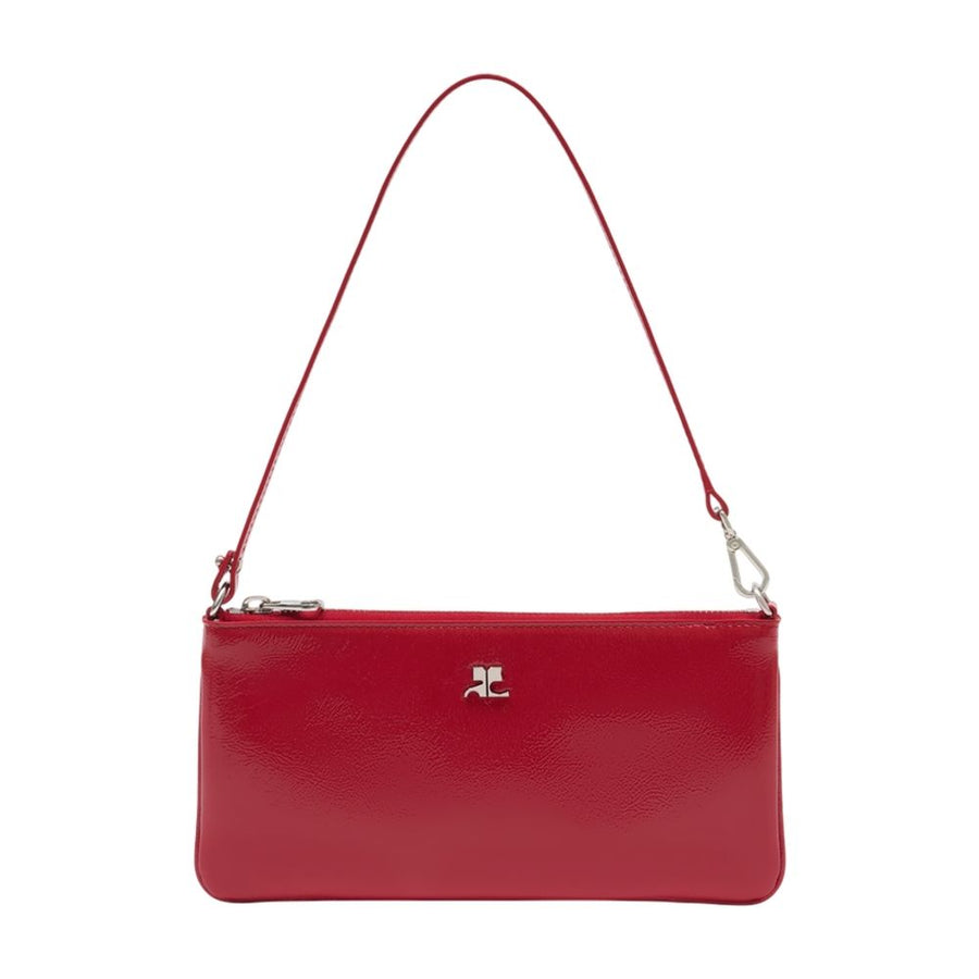 Courreges calfskin shoulder bag in red