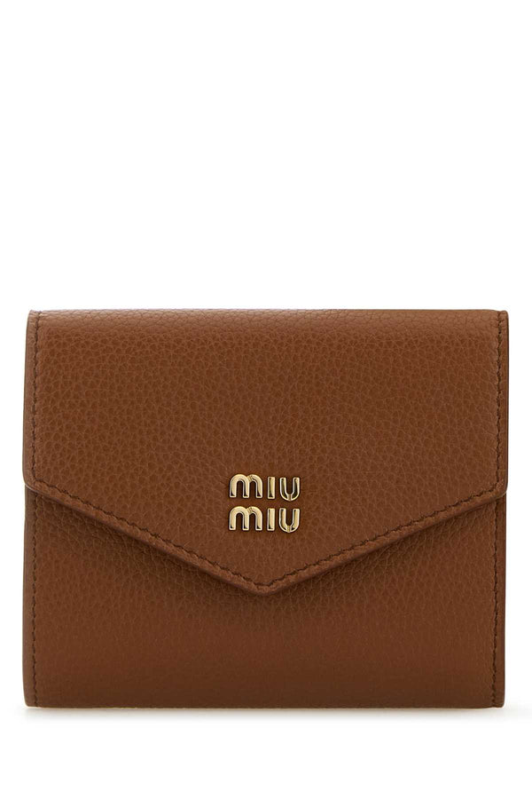 Caramel Leather Wallet Cognac Portafogli