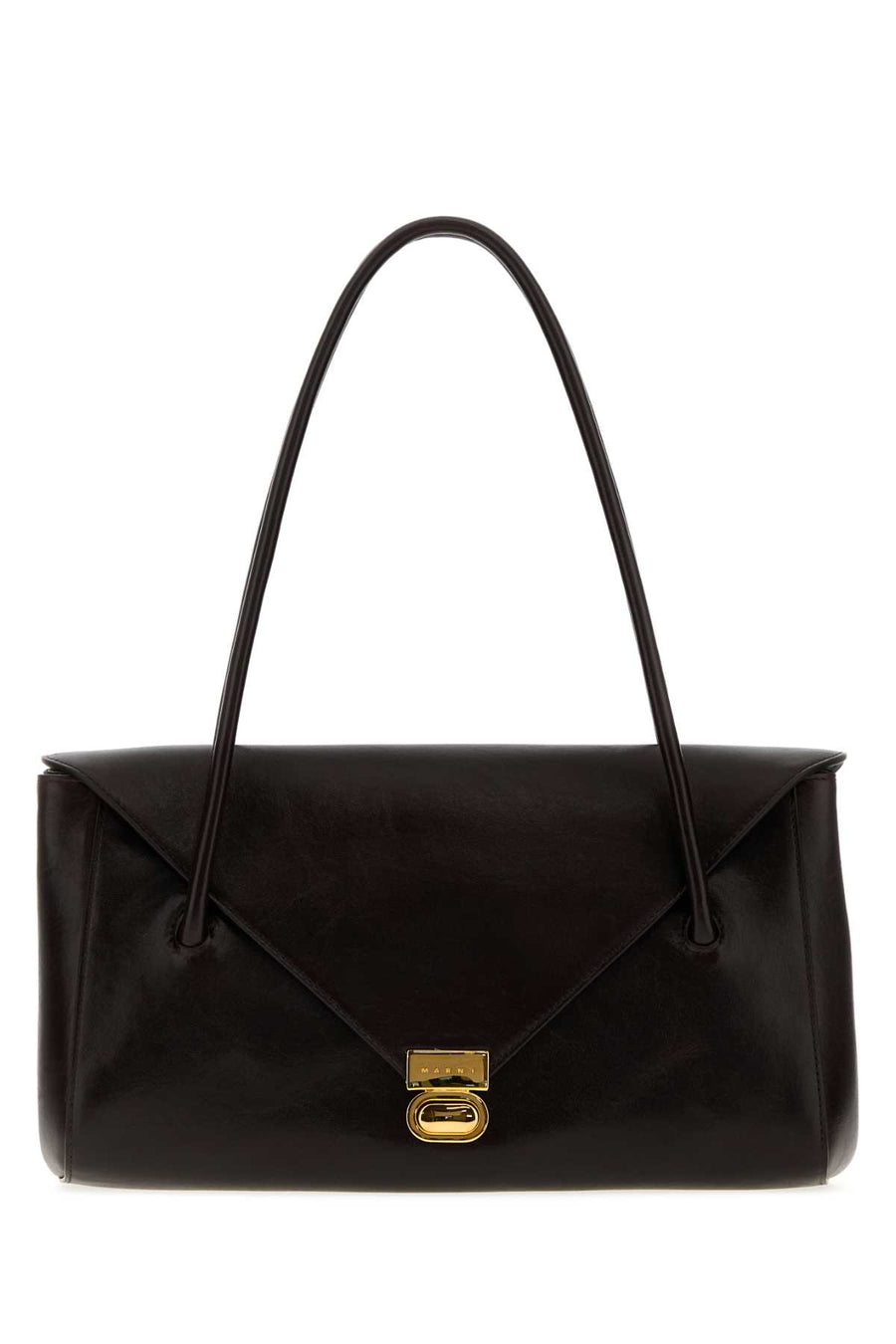 Marni East Exterior: 100% Bovine leather; Lining: 100% Cotton; Finishing: Golden metal shoulder bag in brown