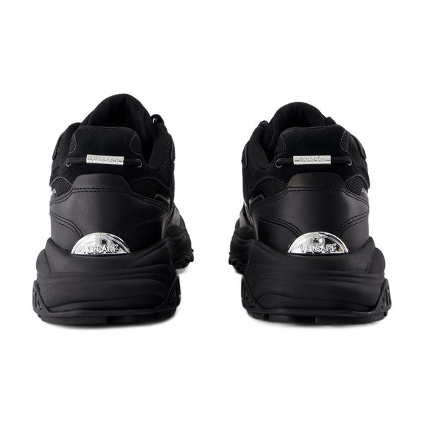 Versace Calfskin leather sneaker in black