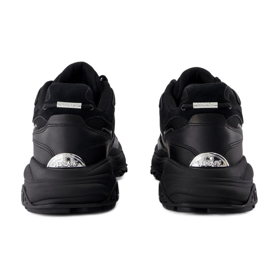 Versace Calfskin leather sneaker in black