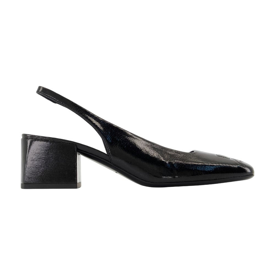 Courreges Patent leather upper slingback heel in black