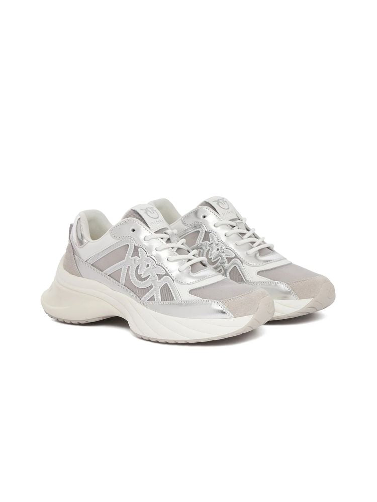 Pinko 59% Bos Taurus (Cow) sneaker in silver