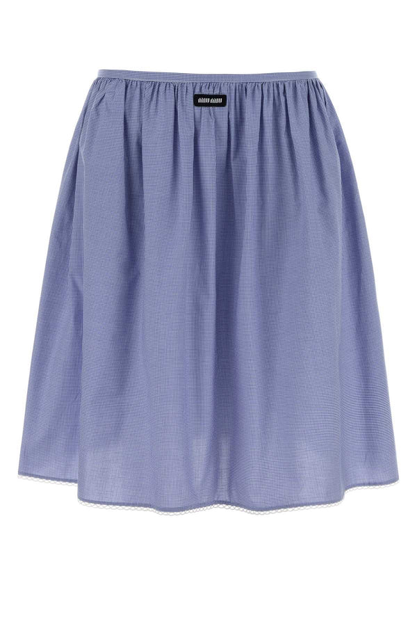 Embroidered Cotton Skirt Biancoazzurro Exterior: Gonne