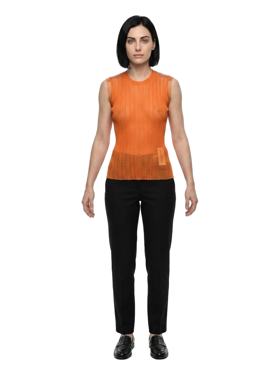Orange Polyester Tank Tops