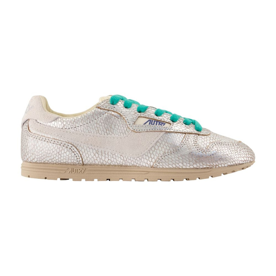 Windspin Low Sneakers - Autry Leather Silver Calfskin Shoes /