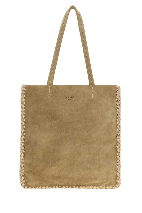 Khaki Suede Large Shopping Bag Deserto Calf Leather-vi Borse A Mano