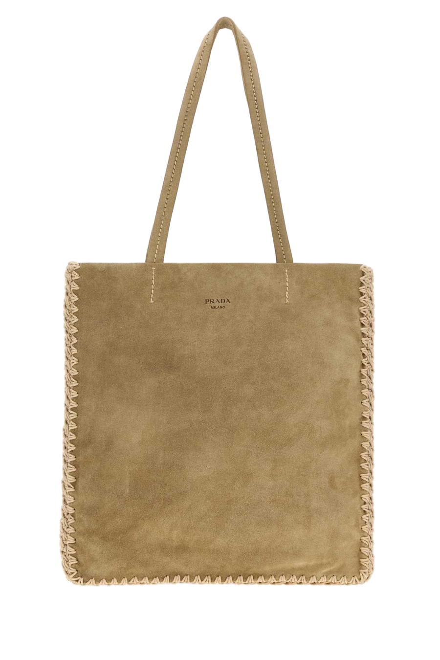 Khaki Suede Large Shopping Bag Deserto Calf Leather-vi Borse A Mano