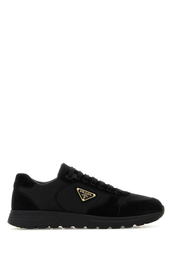 Black Re-Nylon And Suede Prax Sneakers Nero Poliammidericiclata-vitello