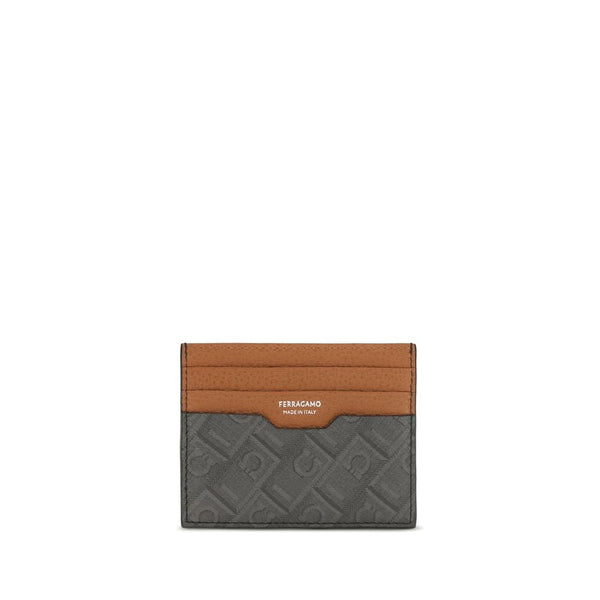 Ferragamo 100% Calf Leather Bos Taurus card case in brown