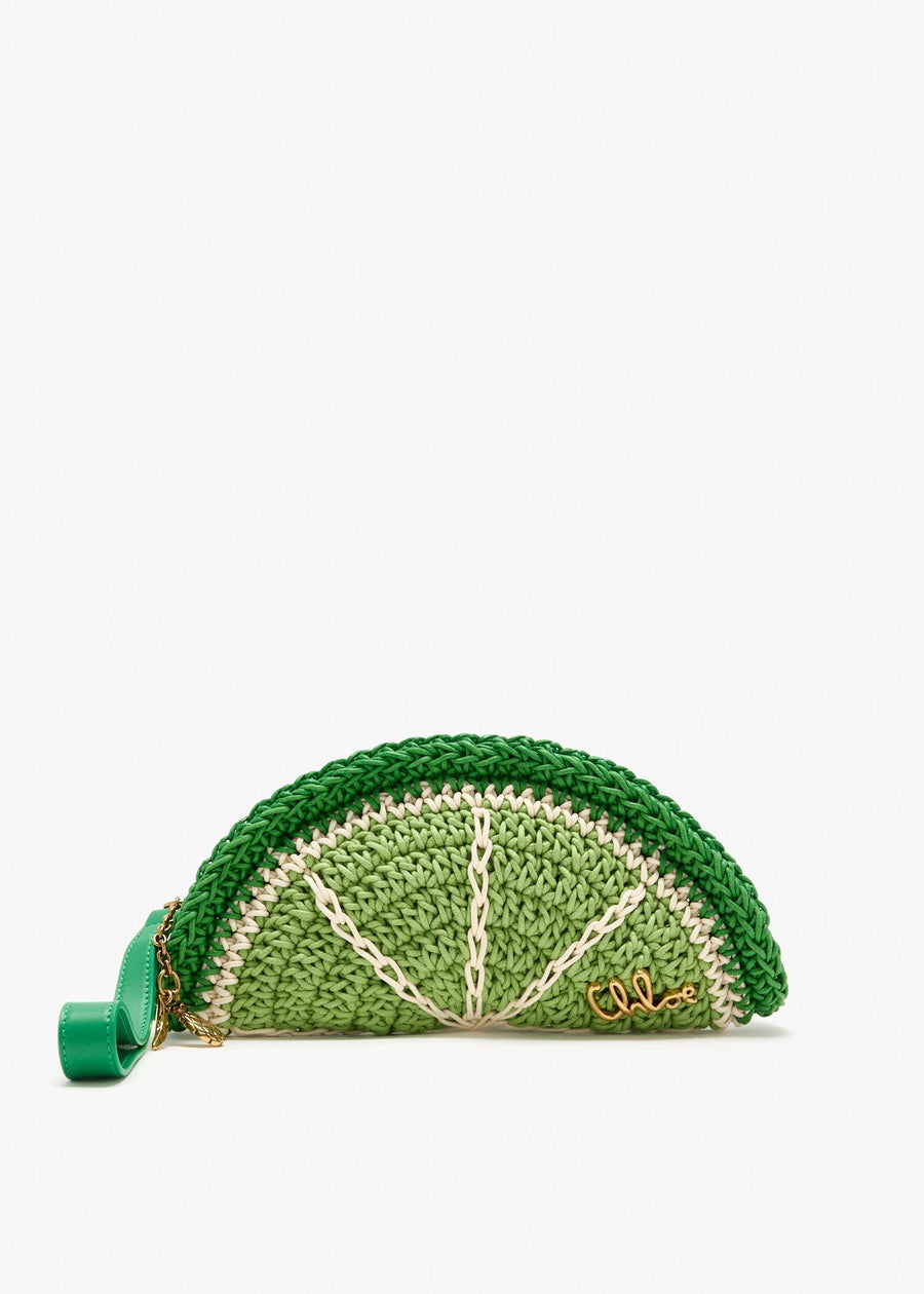 Chloé Knitted leather clutch in green