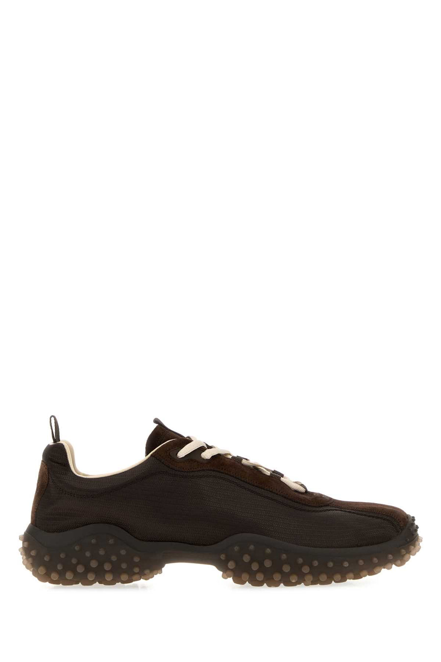 Dark Brown Tech Fabric And Suede Bubble Sneakers Moro Scarpe Stringate