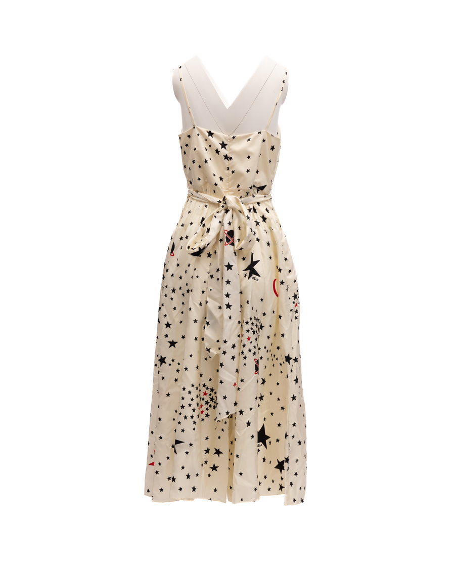 Midi Cream With Black And Red Stars Dress
