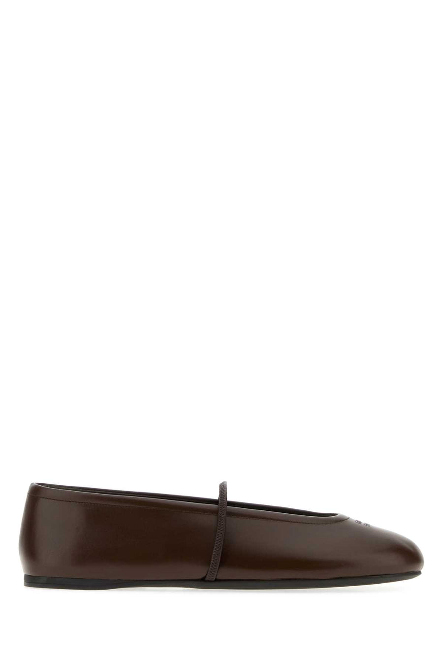 Miu Miu Exterior: 100% Calf; Interior: 100% Leather; Sole: Rubber ballet flat in brown