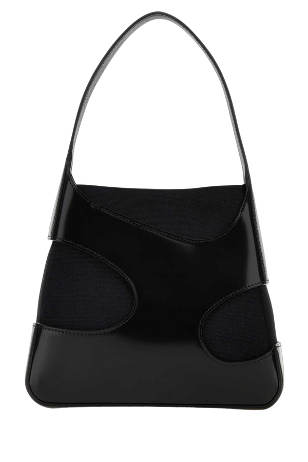 Ferragamo Neronero Exterior: 100% Calf 70% Nylon 30% Cotton; Lining: 100% Fabric shoulder bag in black