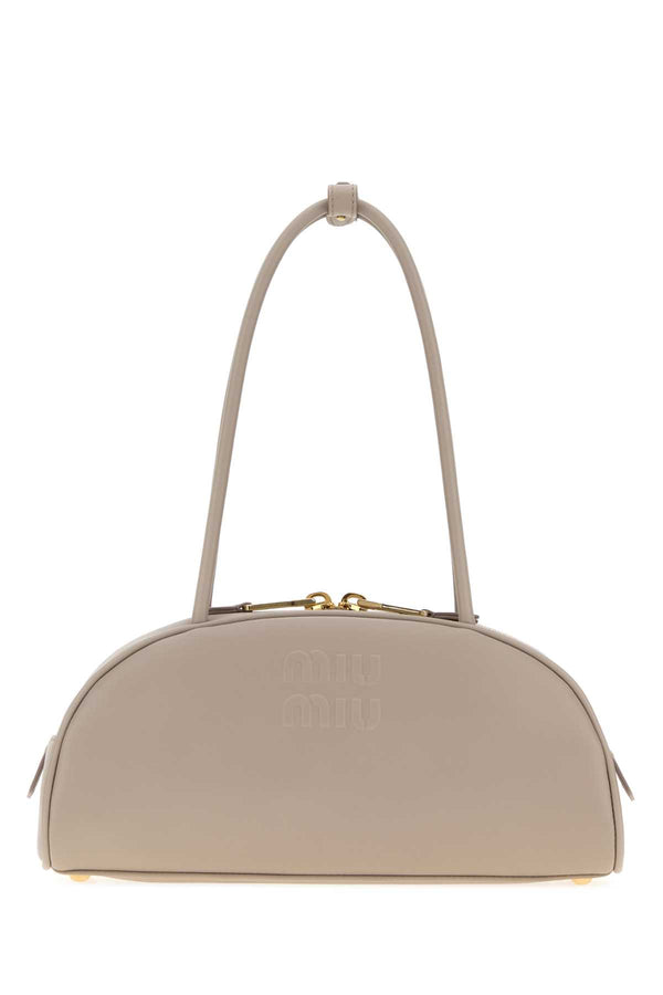 Dove Grey Leather Beau Shoulder Bag Pomice Vitello Borse A Mano