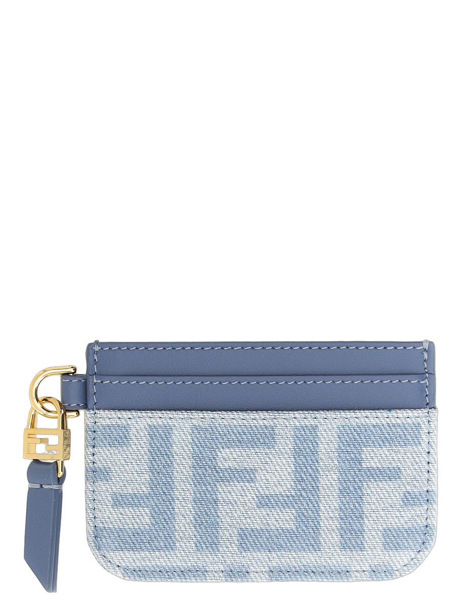 Fendi 100% cotton (denim) card case in blue