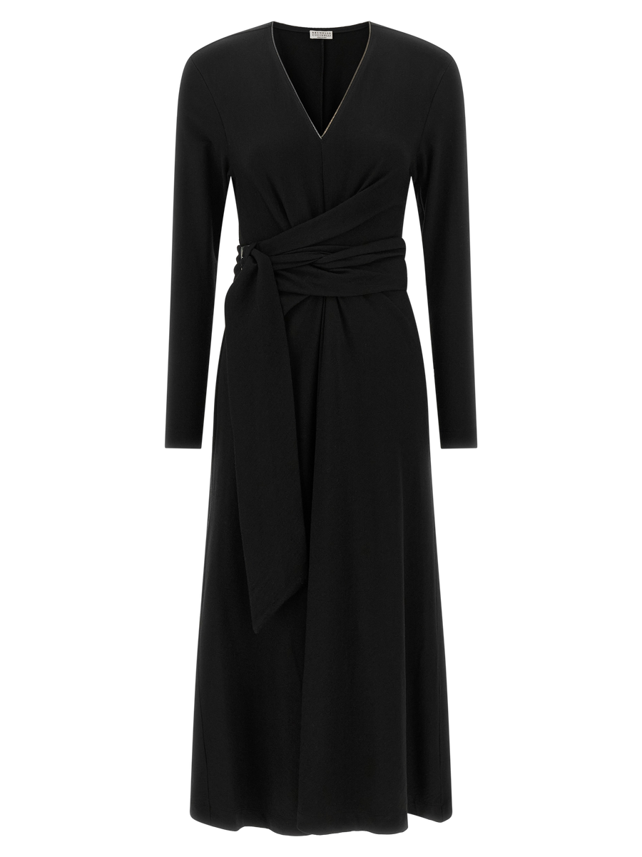 Black Virgin Wool Midi Dress