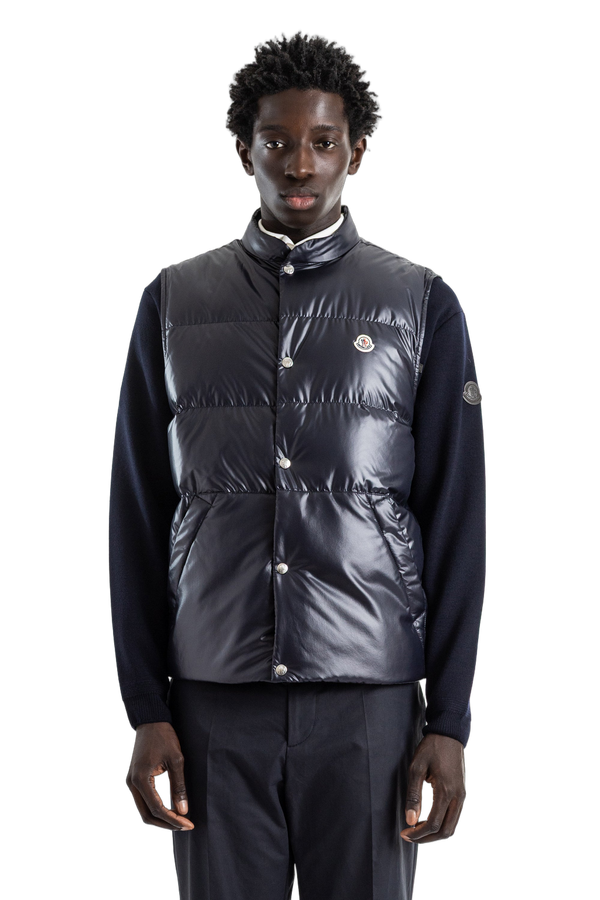 Moncler Polyester nylon with down filling gilet in navy